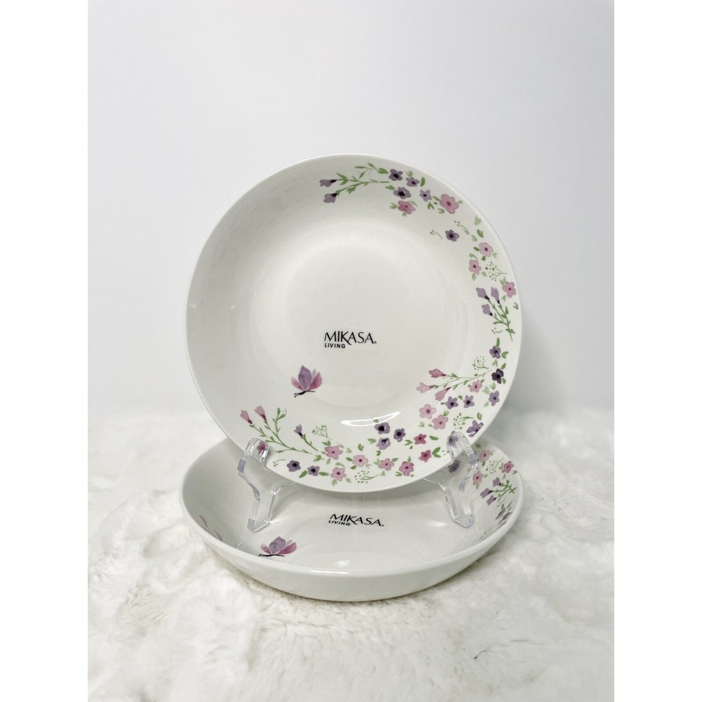 Set of 2 Mikasa Salad Soup Bowls Butterfly Garden NEW